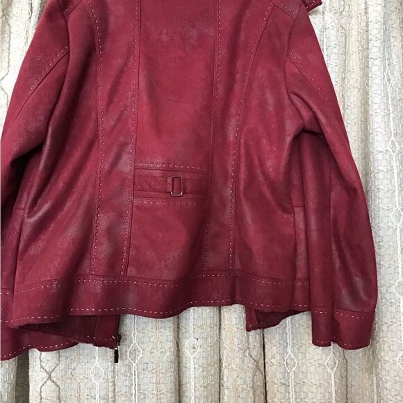 MONTANACO LG. FAUX RED LEATHER JACKET - Picture 7 of 7